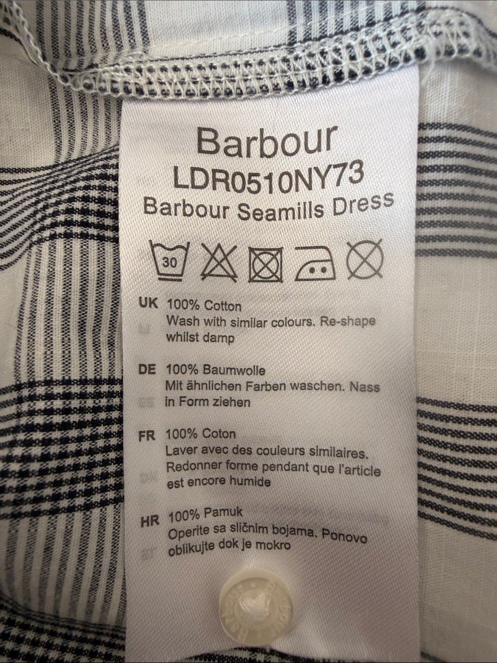 Barbour Gray and White Gingham Long Sleeve Maxi Dress with Waist Tie - Picture 8 of 12